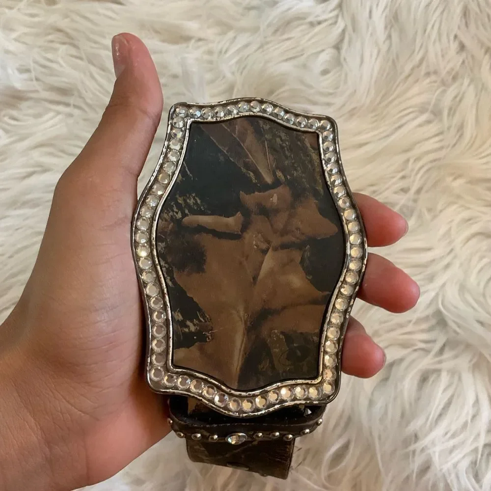 Nocona Brown Women's Genuine Leather Studded Western Cowboy Belt Size M